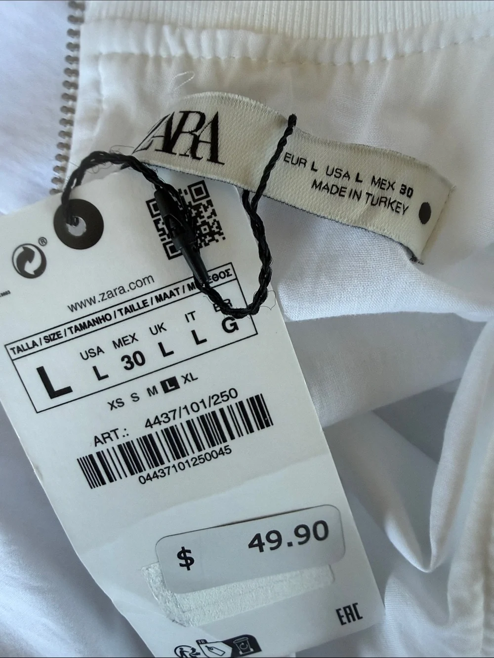 Zara White Puffed Hem Crop Top